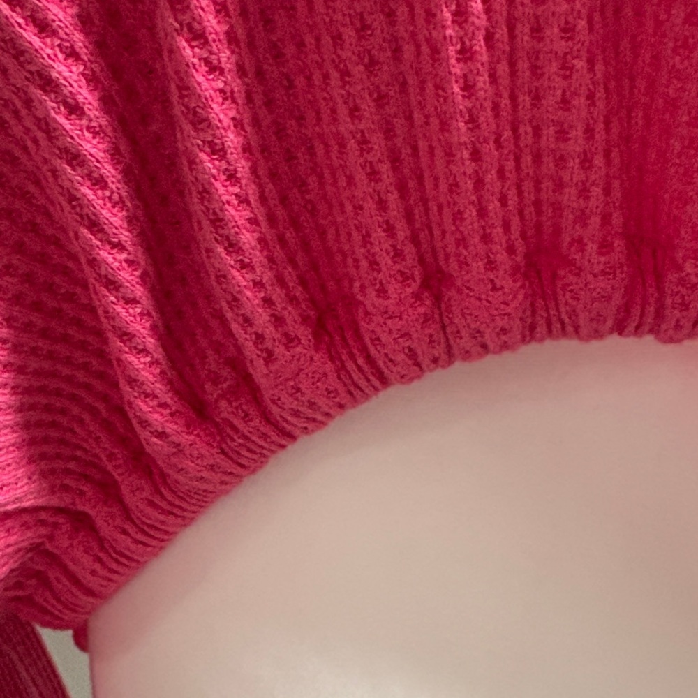BiBi Hot Pink Acid Wash Waffle Knit Hoodie - Picture 7 of 7